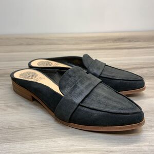 Vince Camuto Mule Womens Size 7.5 Black Flats Leather Leather Slip On Shoes